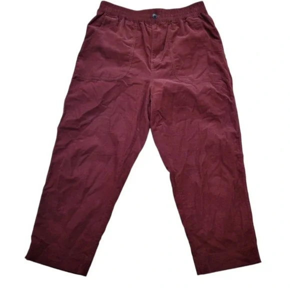 Madewell Tapered Huston Pull-On Crop Pants in Corduroy Size Medium Burgundy - Picture 2 of 8